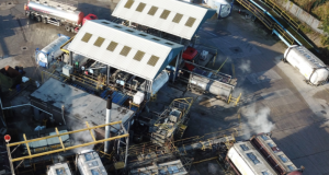 An aerial view of the site